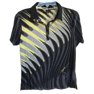 Jamie Sadock Black - Multi Color Graphic Short Sleeve Golf Polo size M